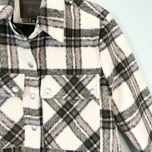 BLANK NYC Women's Wool Oversized Flannel Snap Outsider Shacket Jacket Size XS - Picture 4 of 9